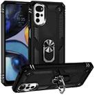 For Motorola Moto G22 Shockproof TPU + PC Holder Phone Case(Black) - 1