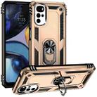 For Motorola Moto G22 Shockproof TPU + PC Holder Phone Case(Gold) - 1