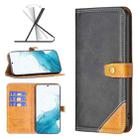 For Samsung Galaxy S22 5G Color Matching Double Sewing Thread Leather Phone Case(Black) - 1
