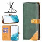 For Samsung Galaxy S22 5G Color Matching Double Sewing Thread Leather Phone Case(Green) - 1