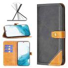 For Samsung Galaxy S22+ 5G Color Matching Double Sewing Thread Leather Phone Case(Black) - 1