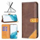 For Samsung Galaxy S22+ 5G Color Matching Double Sewing Thread Leather Phone Case(Brown) - 1