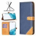 For Samsung Galaxy S22+ 5G Color Matching Double Sewing Thread Leather Phone Case(Blue) - 1