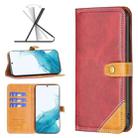 For Samsung Galaxy S22+ 5G Color Matching Double Sewing Thread Leather Phone Case(Red) - 1