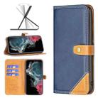 For Samsung Galaxy S22 Ultra 5G Color Matching Double Sewing Thread Leather Phone Case(Blue) - 1