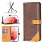 For Samsung Galaxy S21 5G Color Matching Double Sewing Thread Leather Phone Case(Brown) - 1