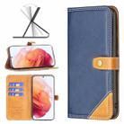 For Samsung Galaxy S21 5G Color Matching Double Sewing Thread Leather Phone Case(Blue) - 1