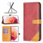 For Samsung Galaxy S21 5G Color Matching Double Sewing Thread Leather Phone Case(Red) - 1