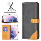 For Samsung Galaxy S21+ 5G Color Matching Double Sewing Thread Leather Phone Case(Black) - 1