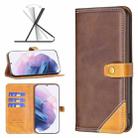 For Samsung Galaxy S21+ 5G Color Matching Double Sewing Thread Leather Phone Case(Brown) - 1