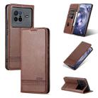 For vivo X80 AZNS Magnetic Calf Texture Leather Phone Case(Dark Brown) - 1