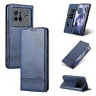 For vivo X80 AZNS Magnetic Calf Texture Leather Phone Case(Dark Blue) - 1