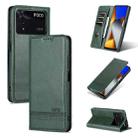 For Xiaomi POCO X4 Pro 5G AZNS Magnetic Calf Texture Leather Phone Case(Dark Green) - 1
