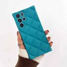 For Samsung Galaxy S22 Ultra 5G Elegant Rhombic Texture TPU Phone Case(Blue-green) - 1