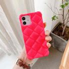 For iPhone 12 / 12 Pro Candy Color Elegant Rhombic Texture TPU Phone Case(Rose Red) - 1