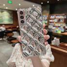 For Samsung Galaxy S22+ 5G Rhombic Texture Electroplated TPU Phone Case(Silver) - 1