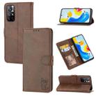 For Xiaomi Redmi Note 11 4G Global/11S Embossed Happy Cat Pattern Leather Phone Case(Brown) - 1