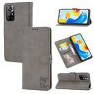 For Xiaomi Redmi Note 11 Pro Global Embossed Happy Cat Pattern Leather Phone Case(Grey) - 1