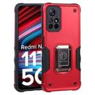 For Xiaomi Redmi Note 11T 5G Ring Holder Non-slip Armor Phone Case(Red) - 1