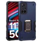 For Xiaomi Redmi Note 11T 5G Ring Holder Non-slip Armor Phone Case(Blue) - 1