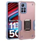 For Xiaomi Redmi Note 11T 5G Ring Holder Non-slip Armor Phone Case(Rose Gold) - 1