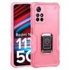 For Xiaomi Redmi Note 11T 5G Ring Holder Non-slip Armor Phone Case(Pink) - 1