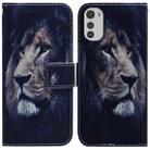 For Motorola Moto E32 Coloured Drawing Leather Phone Case(Lion) - 1