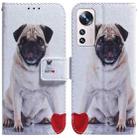 For Xiaomi 12 Lite Coloured Drawing Leather Phone Case(Pug) - 1