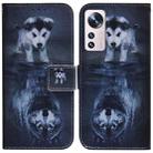 For Xiaomi 12 Lite Coloured Drawing Leather Phone Case(Wolf and Dog) - 1