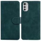 For Motorola Moto E32 Skin Feel Pure Color Flip Leather Phone Case(Green) - 1