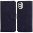 For Motorola Moto E32 Skin Feel Pure Color Flip Leather Phone Case(Black) - 1