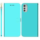 For Motorola Moto E32 Imitated Mirror Surface Leather Phone Case(Mint Green) - 1