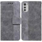 For Motorola Moto E32 Geometric Embossed Leather Phone Case(Grey) - 1