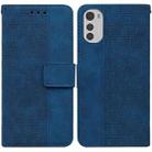 For Motorola Moto E32 Geometric Embossed Leather Phone Case(Blue) - 1