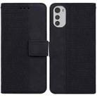 For Motorola Moto E32 Geometric Embossed Leather Phone Case(Black) - 1