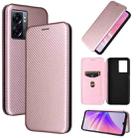 For OPPO A57 5G Carbon Fiber Texture Leather Phone Case(Rose Gold) - 1