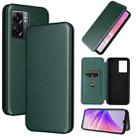 For OPPO A57 5G Carbon Fiber Texture Leather Phone Case(Green) - 1