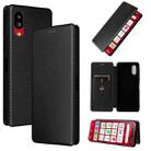 For Sharp Simple Sumaho 6 Carbon Fiber Texture Leather Phone Case(Black) - 1