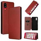 For Sharp Simple Sumaho 6 Carbon Fiber Texture Leather Phone Case(Brown) - 1