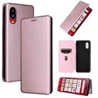 For Sharp Simple Sumaho 6 Carbon Fiber Texture Leather Phone Case(Rose Gold) - 1