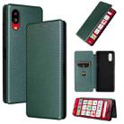 For Sharp Simple Sumaho 6 Carbon Fiber Texture Leather Phone Case(Green) - 1