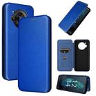 For Sharp Aquos R7 Carbon Fiber Texture Leather Phone Case(Blue) - 1