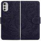 For Motorola Moto E32 Tiger Embossing Pattern Leather Phone Case(Black) - 1