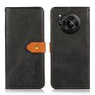 For Sharp Aquos R7 KHAZNEH Dual-color Cowhide Texture Flip Leather Phone Case(Black) - 1