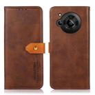 For Sharp Aquos R7 KHAZNEH Dual-color Cowhide Texture Flip Leather Phone Case(Brown) - 1