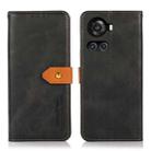 For OnePlus Ace / 10R KHAZNEH Dual-color Cowhide Texture Flip Leather Phone Case(Black) - 1