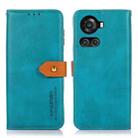 For OnePlus Ace / 10R KHAZNEH Dual-color Cowhide Texture Flip Leather Phone Case(Blue) - 1