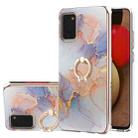 For Samsung Galaxy A03s 165.8mm Electroplating IMD TPU Phone Case with Ring(White Marble) - 1