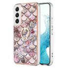 For Samsung Galaxy S22 5G Electroplating IMD TPU Phone Case with Ring(Pink Scales) - 1