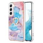 For Samsung Galaxy S22 5G Electroplating IMD TPU Phone Case with Ring(Blue Marble) - 1